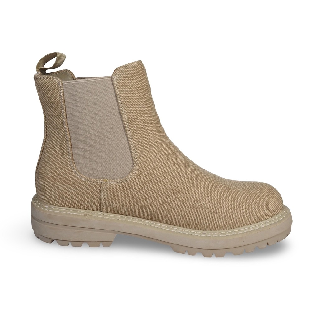 Dune Chase Canvas Chelsea Boots Tan Womens 10 Chunky Lug Sole Ankle Booties - Picture 7 of 11